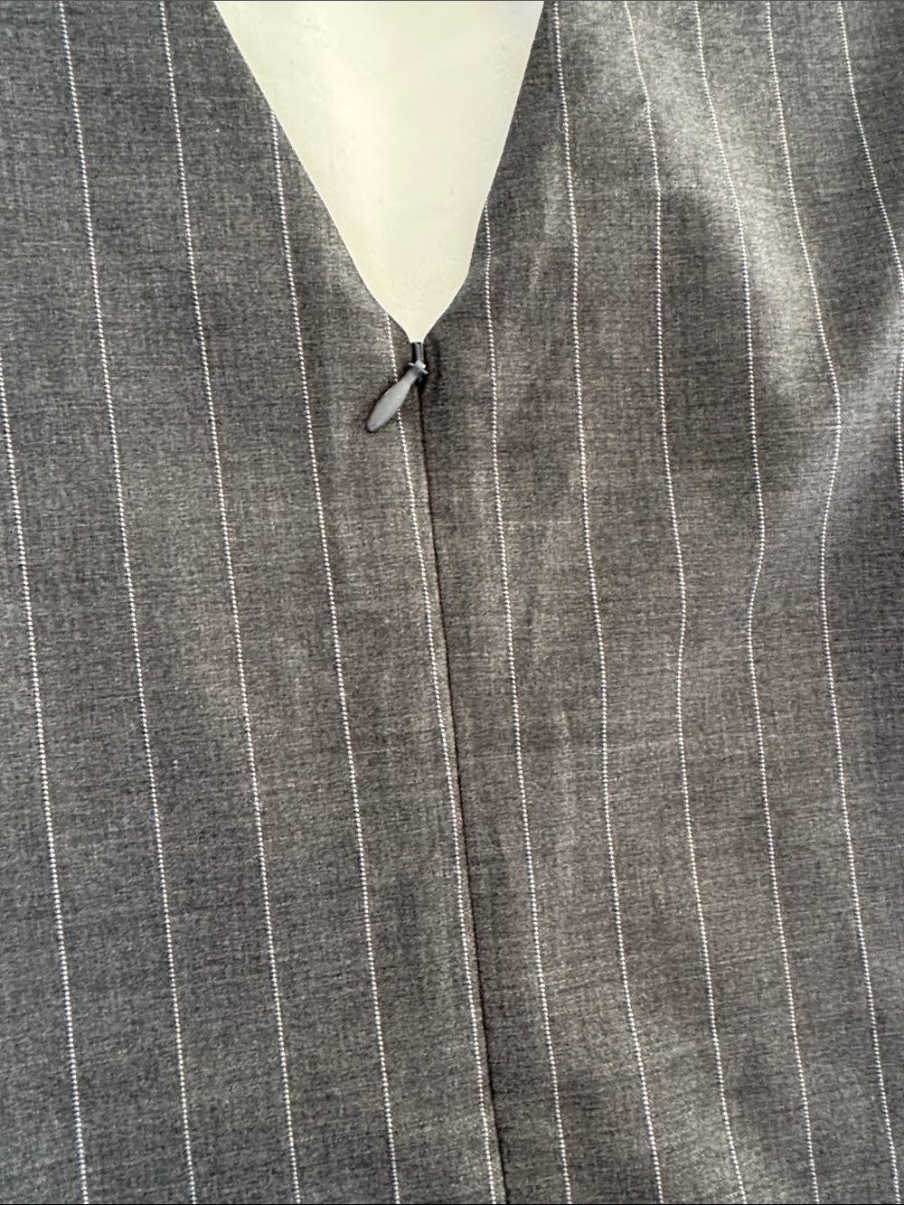 Frank & Oak Gray Pinstripe V-Neck Shift Dress - Picture 4 of 12